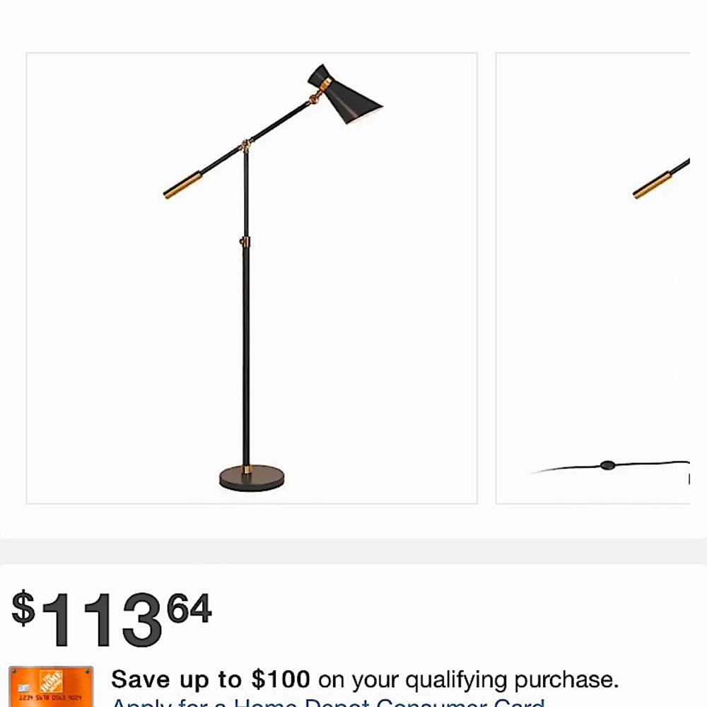 Adjustable Black & Brass Floor Lamp